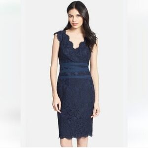 NWT Tadashi Shoji Navy Lace Sheath Dress